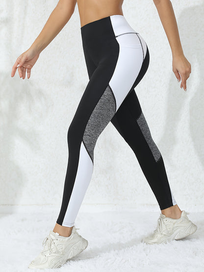 Women's High-Waisted Yoga Leggings with Dual Pockets, Tummy Control Fitness Running 4-Way Stretch Pants, Sporty Style