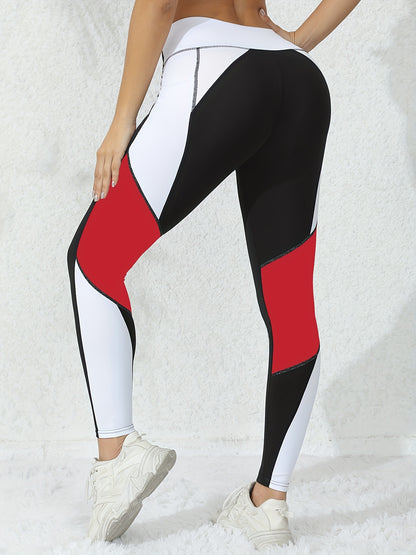 Women's High-Waisted Yoga Leggings with Dual Pockets, Tummy Control Fitness Running 4-Way Stretch Pants, Sporty Style