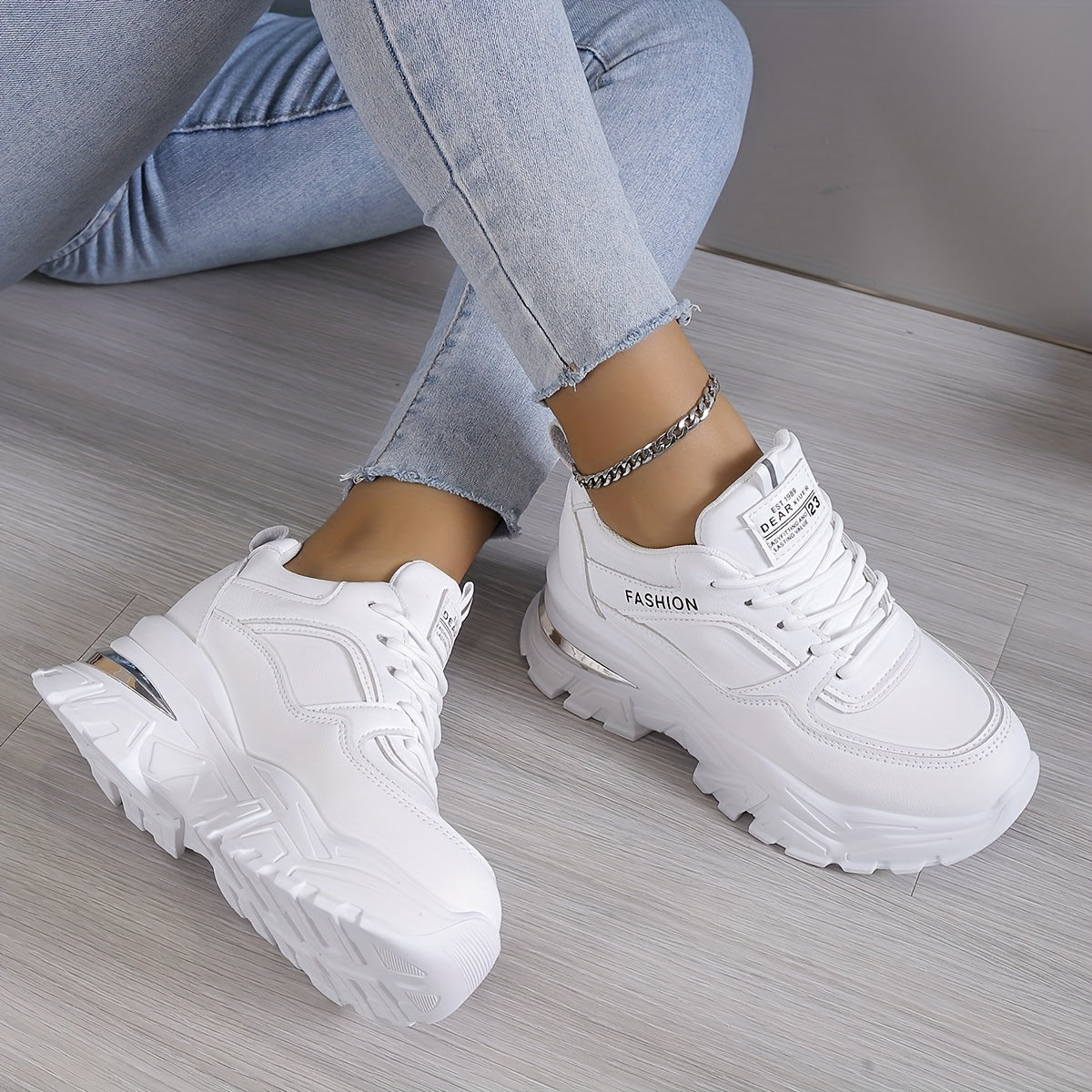 Women's Platform Sneakers, Fashion Lace Up Outdoor Shoes, Comfortable Low Top Sport Shoes