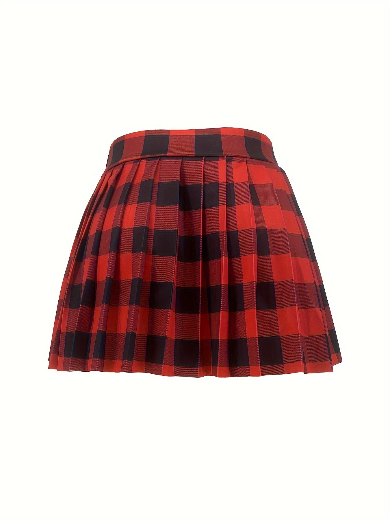 Stylish Summer Mini Plaid Pleated Skirt for Women - Sexy & Cute, High-Waisted, A-Line, Polyester Blend with Elasticity, Machine Washable, Perfect for Casual Wear, Sexy Style, ALL/Global/All