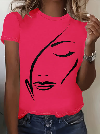 Graphic Print T-shirt, Casual Short Sleeve Crew Neck Top For Spring & Summer, Women's Clothing