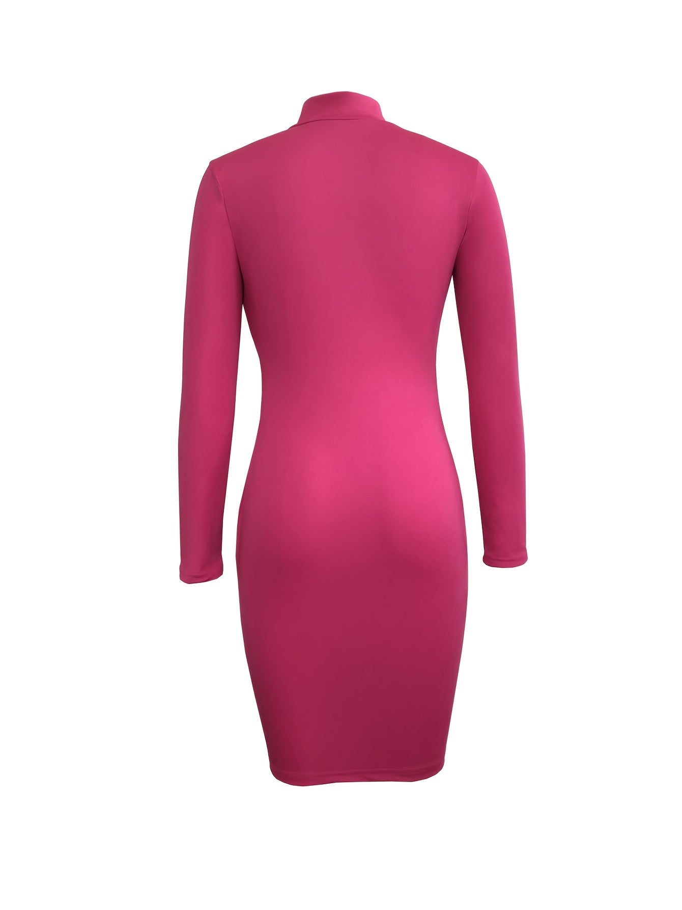 Bodycon Contrast Trim Dress, Sexy Zip Up Polo Neck Long Sleeve Dress, Women's Clothing