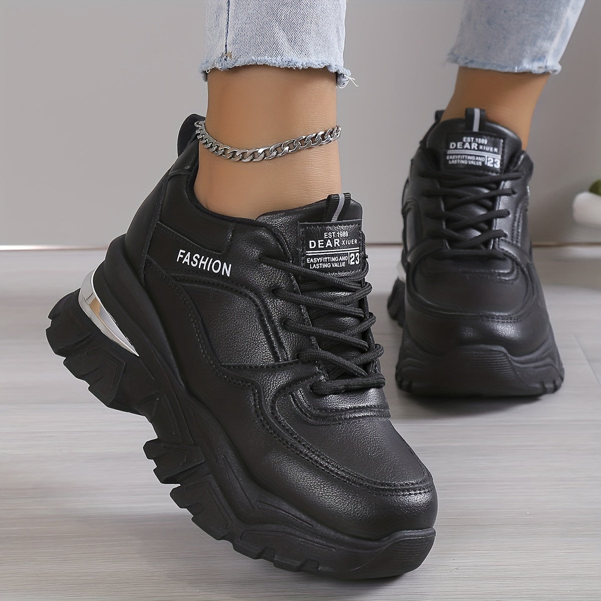 Women's Platform Sneakers, Fashion Lace Up Outdoor Shoes, Comfortable Low Top Sport Shoes