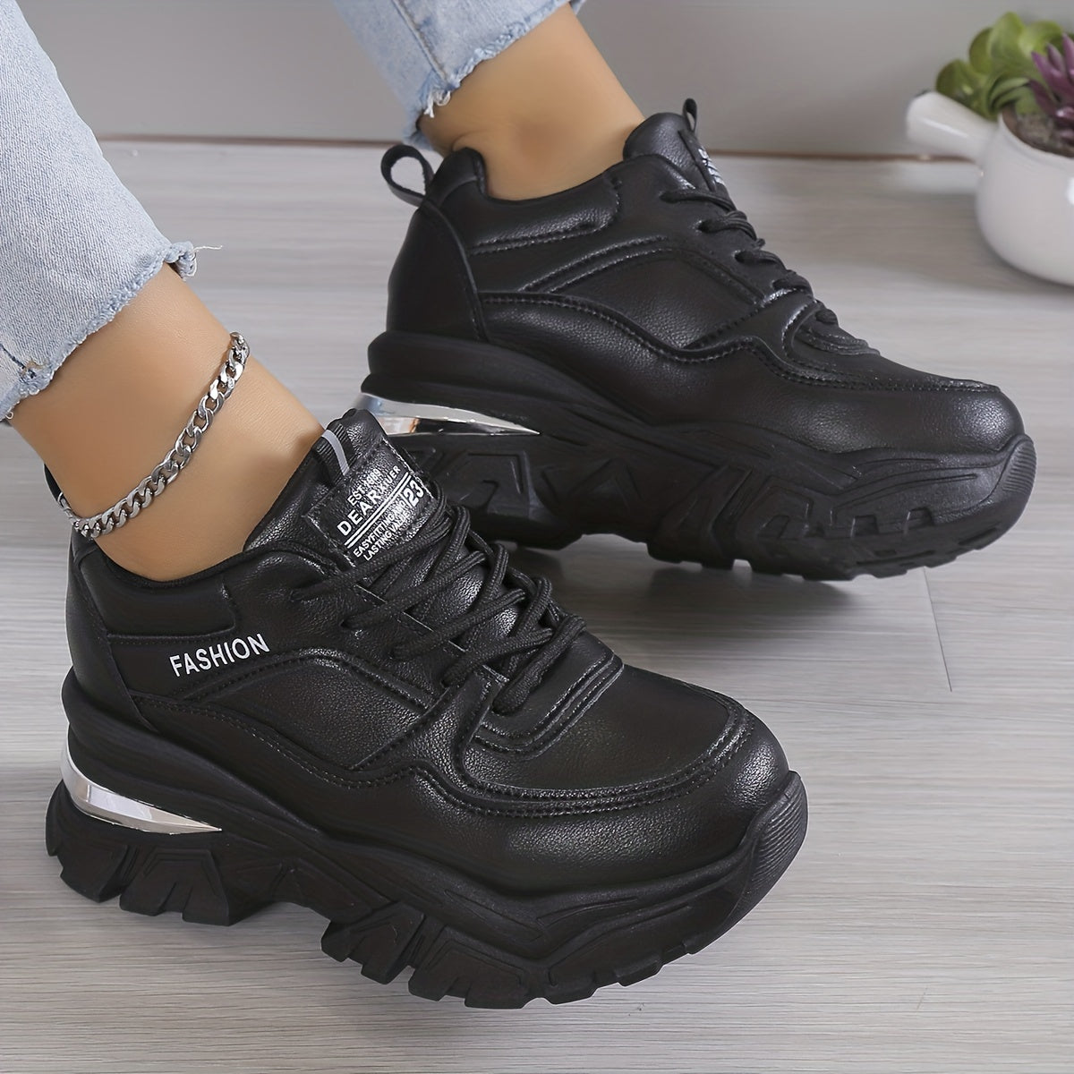 Women's Platform Sneakers, Fashion Lace Up Outdoor Shoes, Comfortable Low Top Sport Shoes