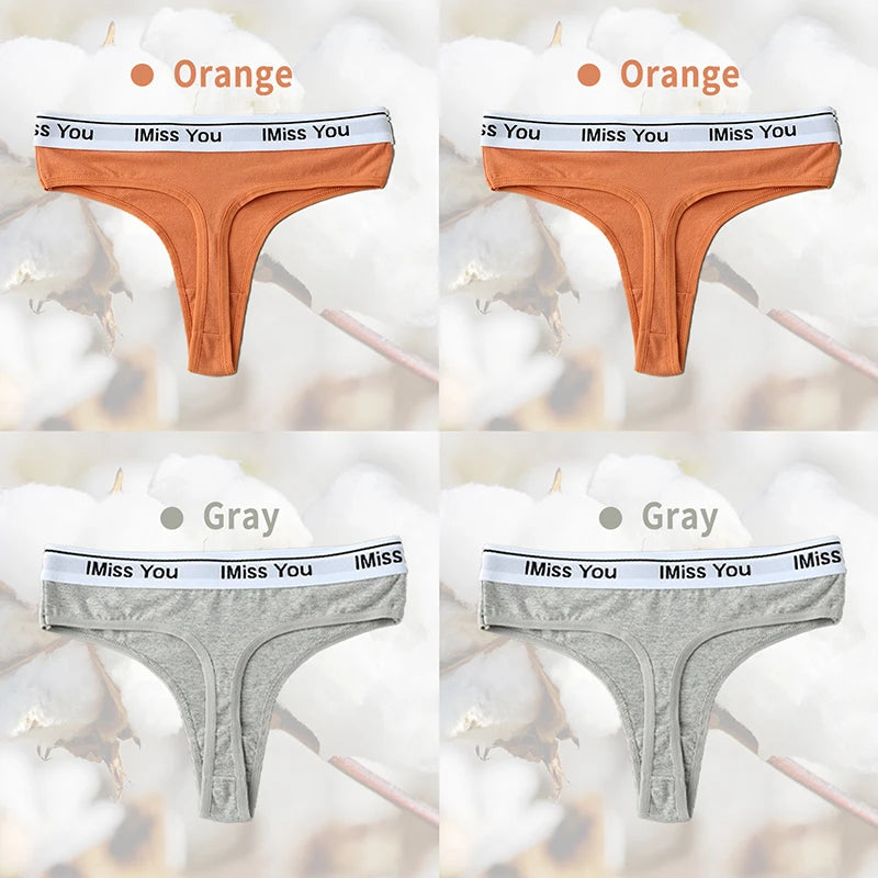 3Pcs Women Thongs Cotton Panties Plus Zise Underwear Sexy G-String Low Waist Briefs Underpants Comfortable Lingerie Tangas