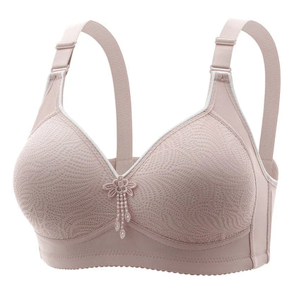 1 Piece Appliques Jacquard Bra, Elegant Lightly Padded Wireless Bra, Women's Lingerie & Underwear