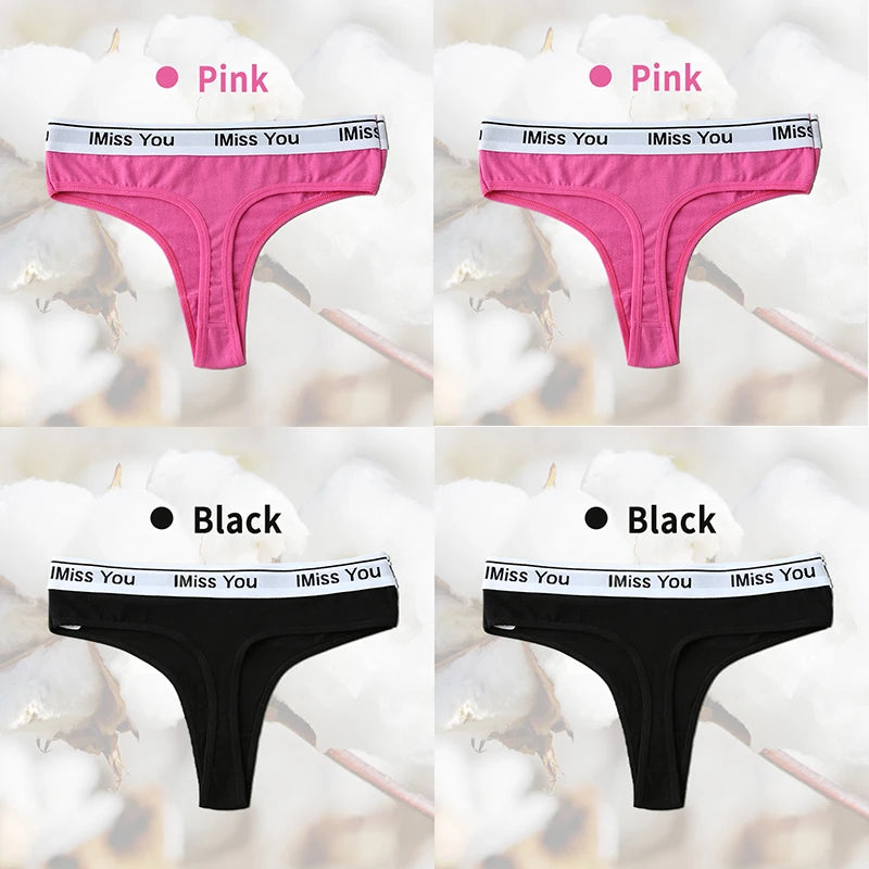 3Pcs Women Thongs Cotton Panties Plus Zise Underwear Sexy G-String Low Waist Briefs Underpants Comfortable Lingerie Tangas