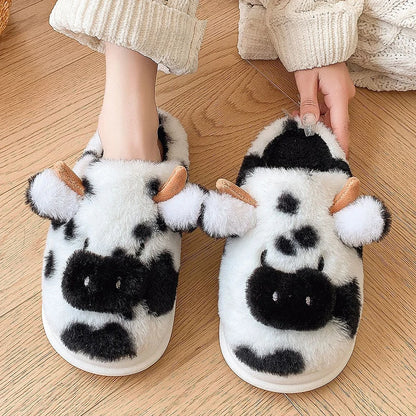 Women's Winter Warm Cartoon Cow Slippers