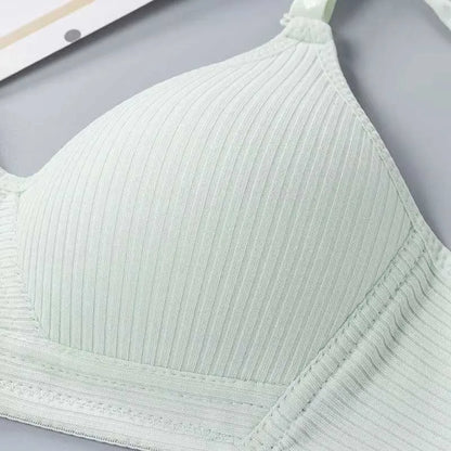 Cotton Women's AB cup Bra Underwear Wireless Gathering ComfortableV-Bra Women's Upward Push Underwear