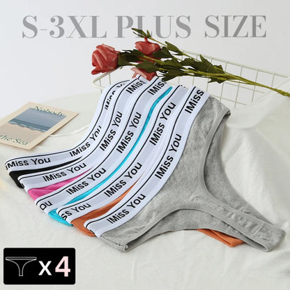 3Pcs Women Thongs Cotton Panties Plus Zise Underwear Sexy G-String Low Waist Briefs Underpants Comfortable Lingerie Tangas