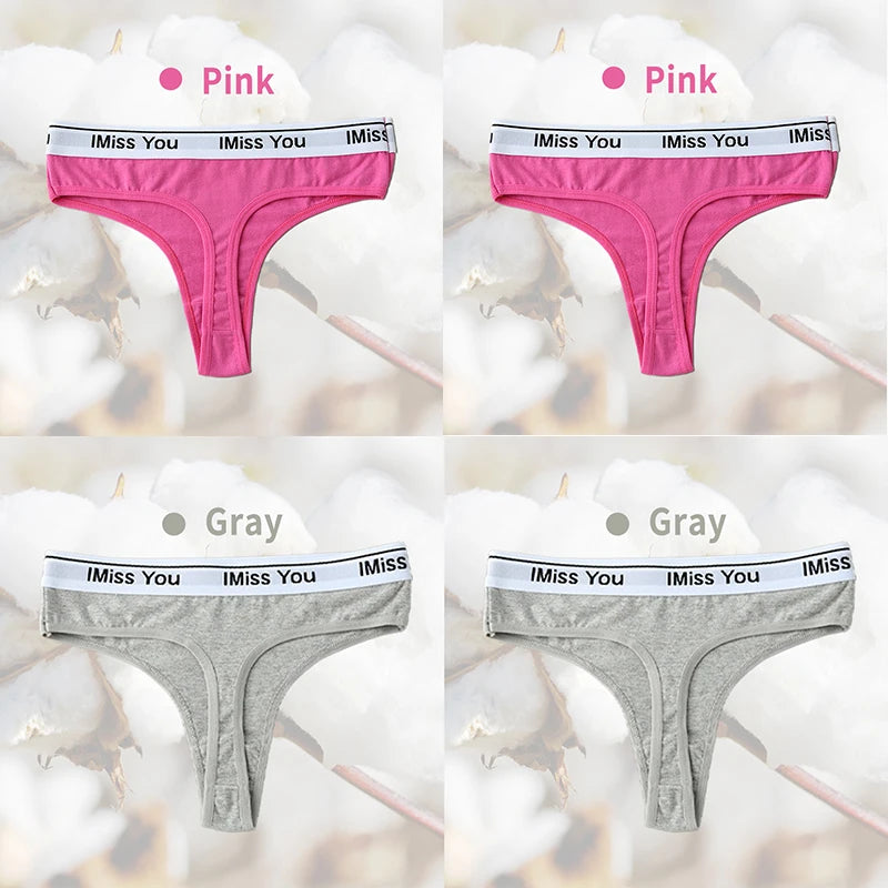 3Pcs Women Thongs Cotton Panties Plus Zise Underwear Sexy G-String Low Waist Briefs Underpants Comfortable Lingerie Tangas