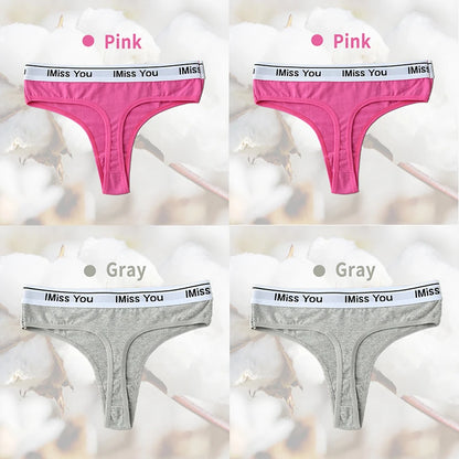 3Pcs Women Thongs Cotton Panties Plus Zise Underwear Sexy G-String Low Waist Briefs Underpants Comfortable Lingerie Tangas