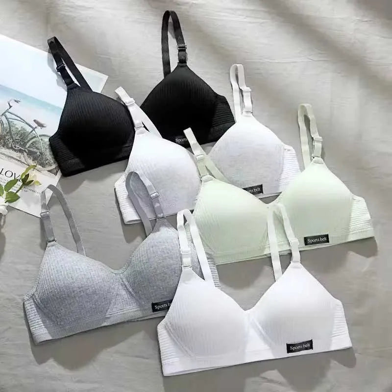 Cotton Women's AB cup Bra Underwear Wireless Gathering ComfortableV-Bra Women's Upward Push Underwear