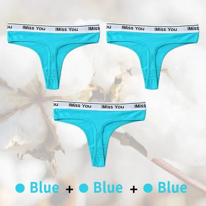 3Pcs Women Thongs Cotton Panties Plus Zise Underwear Sexy G-String Low Waist Briefs Underpants Comfortable Lingerie Tangas