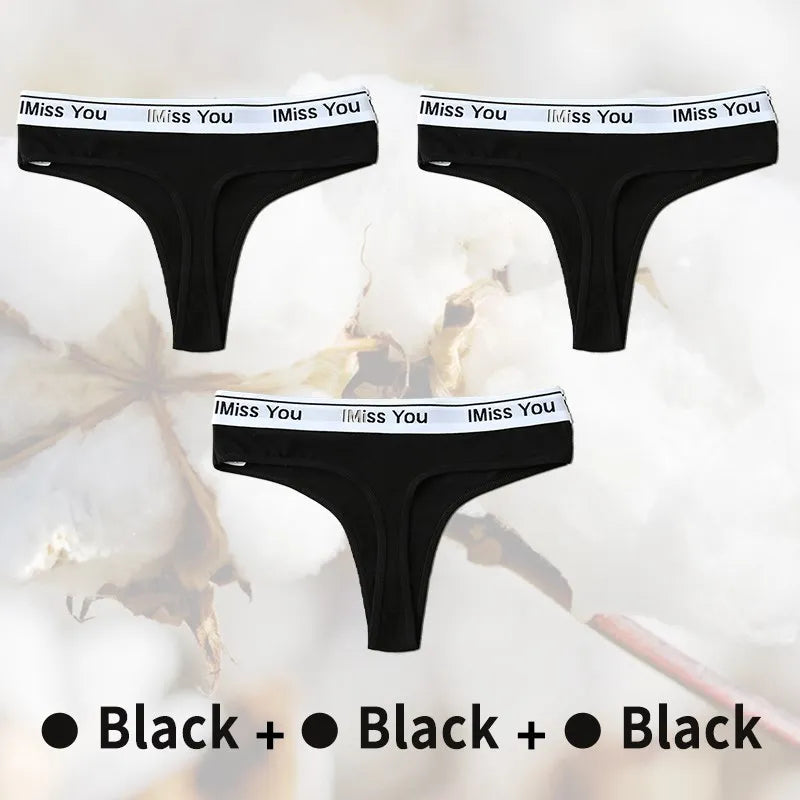 3Pcs Women Thongs Cotton Panties Plus Zise Underwear Sexy G-String Low Waist Briefs Underpants Comfortable Lingerie Tangas