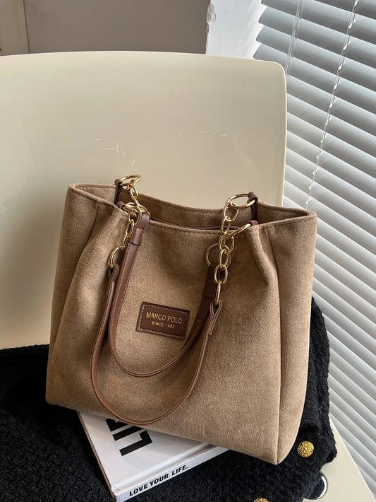 Suede Stylish Commuter Tote Bag For Ladies