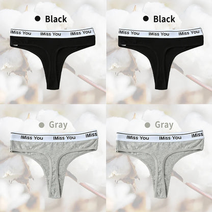 3Pcs Women Thongs Cotton Panties Plus Zise Underwear Sexy G-String Low Waist Briefs Underpants Comfortable Lingerie Tangas