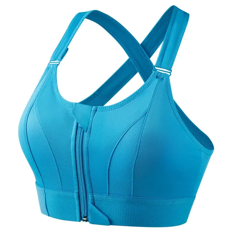 Front Zipper Adjustable Strap Shockproof Sports Bras For Women Elastic Fitness Athletic Brassiere Slim Yoga Crop Top