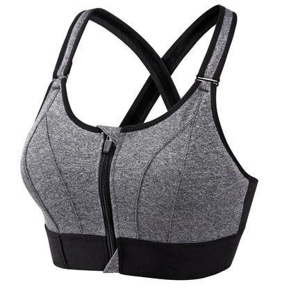 Front Zipper Adjustable Strap Shockproof Sports Bras For Women Elastic Fitness Athletic Brassiere Slim Yoga Crop Top