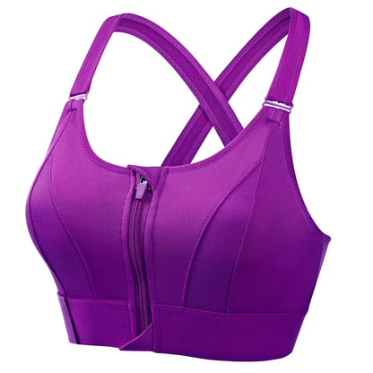 Front Zipper Adjustable Strap Shockproof Sports Bras For Women Elastic Fitness Athletic Brassiere Slim Yoga Crop Top