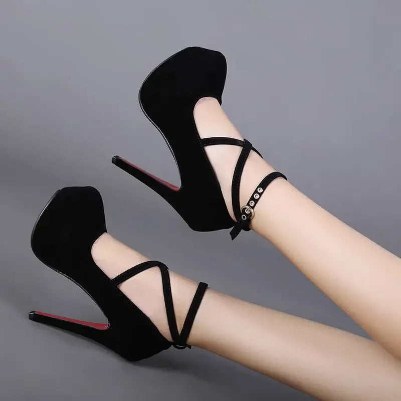 Sexy Classic High Heels Women's Sandals Summer Shoes Ladies Strappy Pumps Platform Heels Woman Ankle Strap Shoes