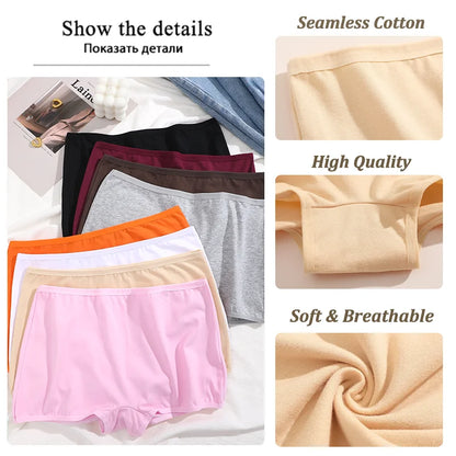 Women's Panties Cotton Seamless Sports Boxers Underwear Female Solid Color Briefs Cozy Lingerie Intimate Underpants XS-XL