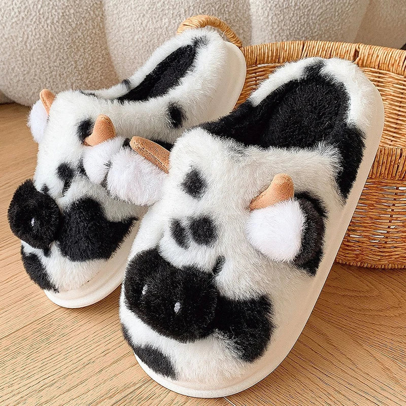 Women's Winter Warm Cartoon Cow Slippers