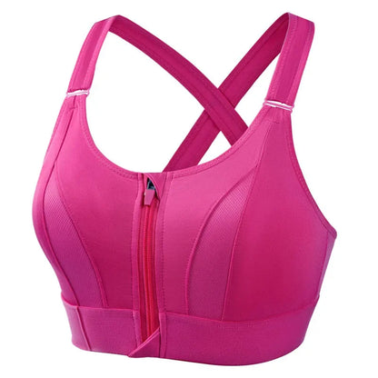 Front Zipper Adjustable Strap Shockproof Sports Bras For Women Elastic Fitness Athletic Brassiere Slim Yoga Crop Top