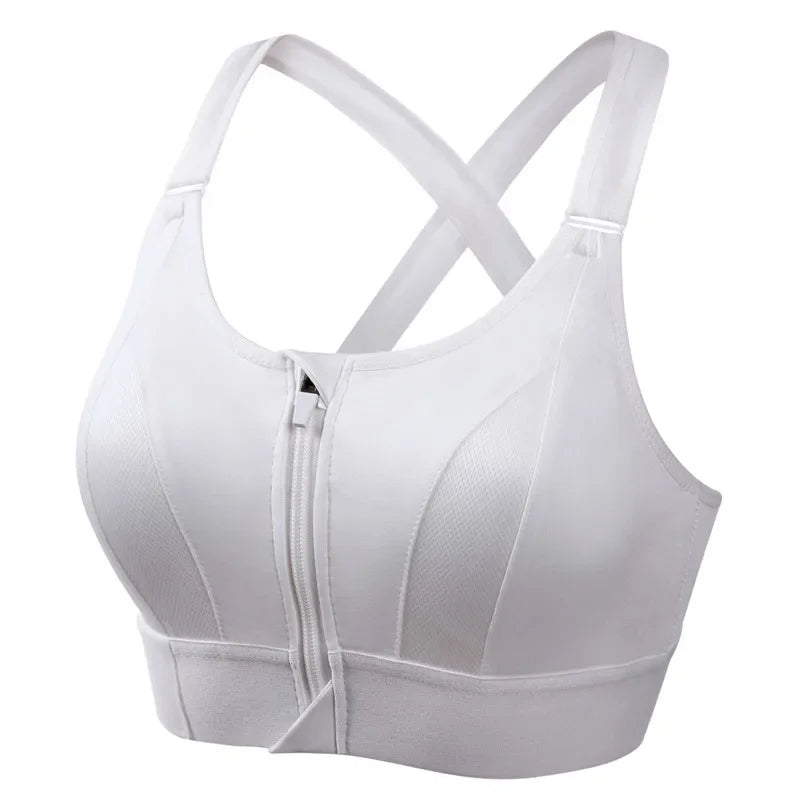 Front Zipper Adjustable Strap Shockproof Sports Bras For Women Elastic Fitness Athletic Brassiere Slim Yoga Crop Top