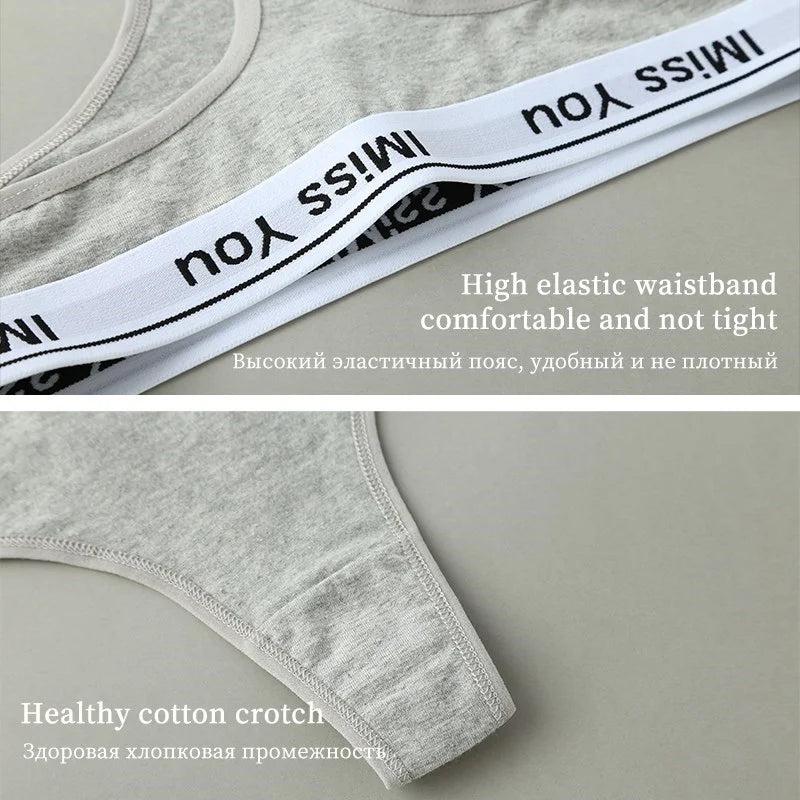 3Pcs Women Thongs Cotton Panties Plus Zise Underwear Sexy G-String Low Waist Briefs Underpants Comfortable Lingerie Tangas