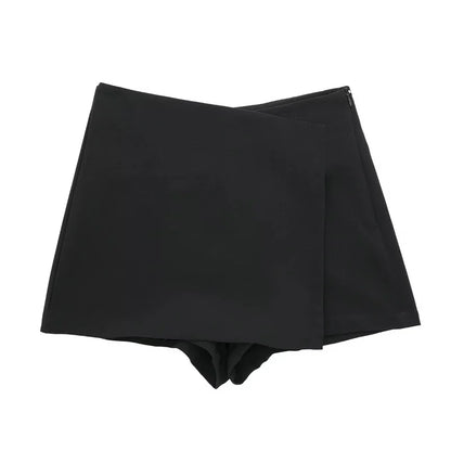 Women Black High Waist Mini Skirt Shorts