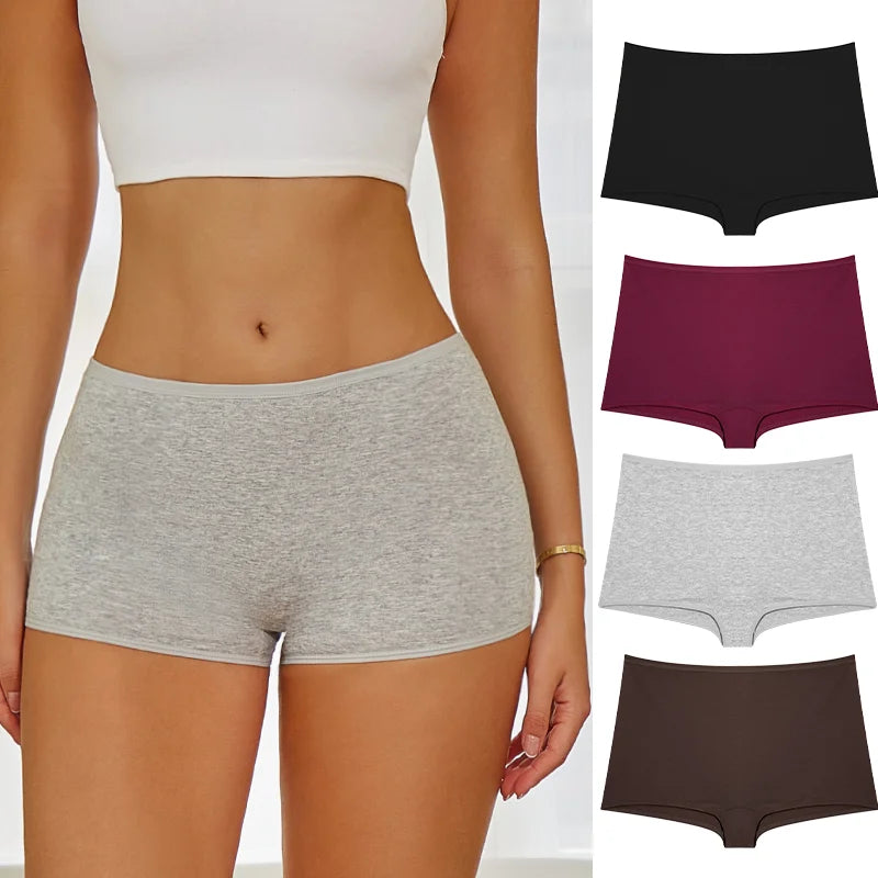 Women's Panties Cotton Seamless Sports Boxers Underwear Female Solid Color Briefs Cozy Lingerie Intimate Underpants XS-XL