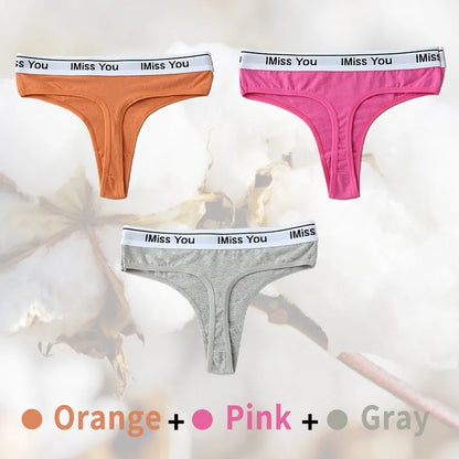 3Pcs Women Thongs Cotton Panties Plus Zise Underwear Sexy G-String Low Waist Briefs Underpants Comfortable Lingerie Tangas