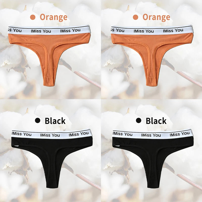 3Pcs Women Thongs Cotton Panties Plus Zise Underwear Sexy G-String Low Waist Briefs Underpants Comfortable Lingerie Tangas