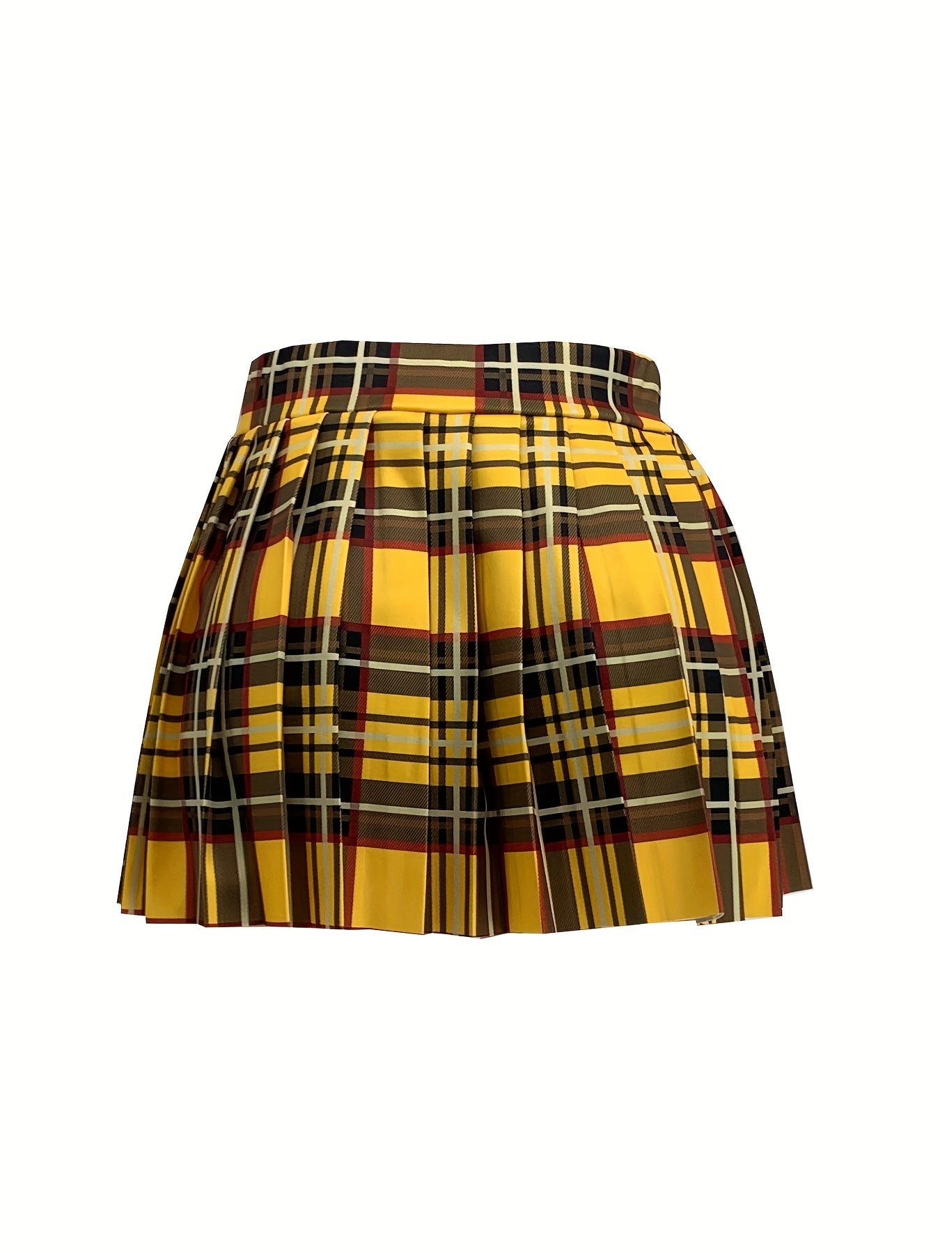 Stylish Summer Mini Plaid Pleated Skirt for Women - Sexy & Cute, High-Waisted, A-Line, Polyester Blend with Elasticity, Machine Washable, Perfect for Casual Wear, Sexy Style, ALL/Global/All