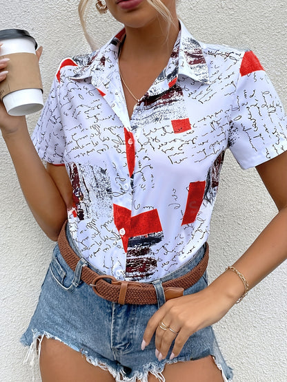 Graphic Print Button-Up Shirt